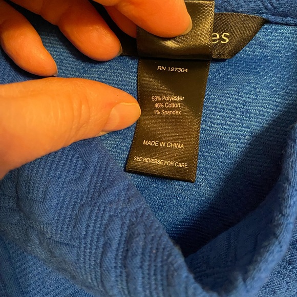 Ali Miles Royal Blue Cowl Neck Tunic Career City Chic Elevated Style Textured - Picture 11 of 11